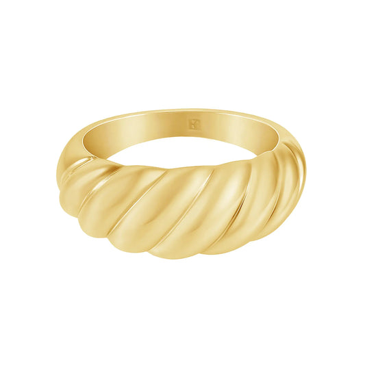 Anel Curvas do Mar Banhado em Ouro 18k