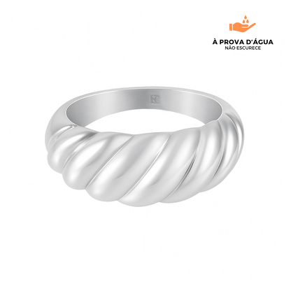 Anel Curvas do Mar Banhado em Prata