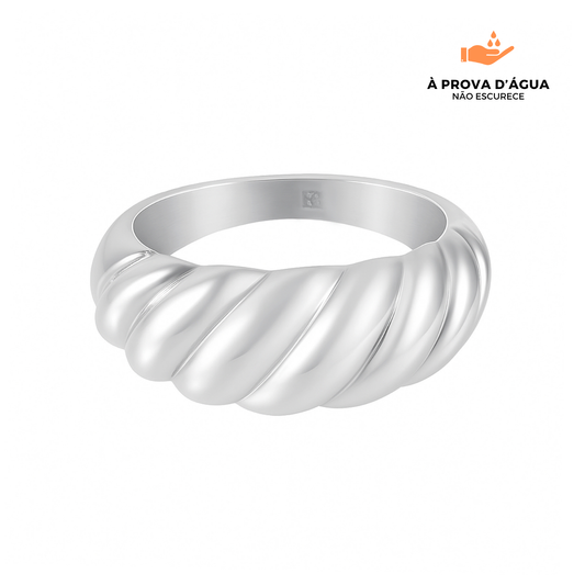 Anel Curvas do Mar Banhado em Prata