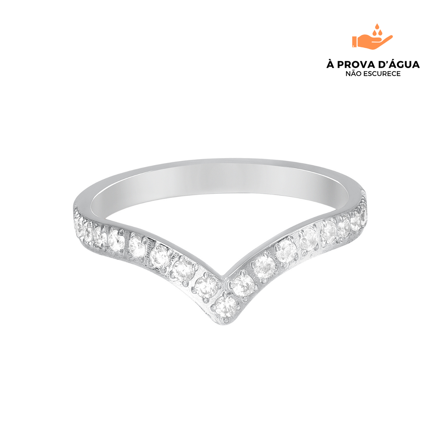 Anel Diadema com Pedras Brilhantes Banhado em Prata