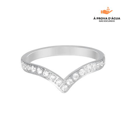 Anel Diadema com Pedras Brilhantes Banhado em Prata