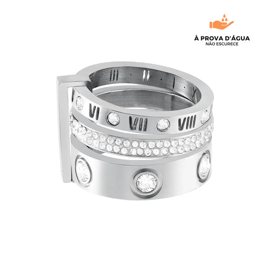 Anel Triplo Glamour Banhado em Prata