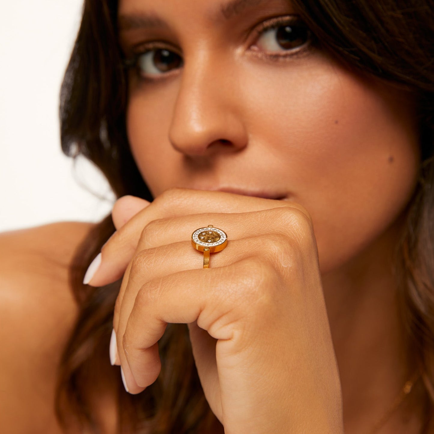 Anel Árvore da Vida Banhado em Ouro 18k