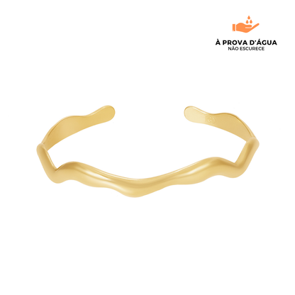 Bracelete Linhas Curvadas Regulável Banhado em Ouro 18k
