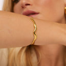 Bracelete Linhas Curvadas Regulável Banhado em Ouro 18k