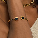 Bracelete Ônix Meia Lua Banhado em Ouro 18k
