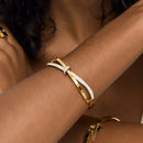 Bracelete Romano com Pedras Brilhantes Banhado em Ouro 18k