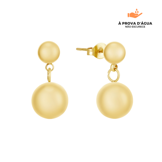 Brincos Dois Pontos Banhados em Ouro 18k