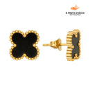 Brincos de Trevo Preto Banhados em Ouro 18k