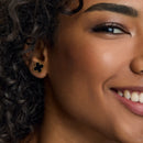 Brincos de Trevo Preto Banhados em Ouro 18k