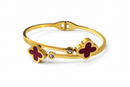 Bracelete Trevo Duplo Banhado em Ouro 18k