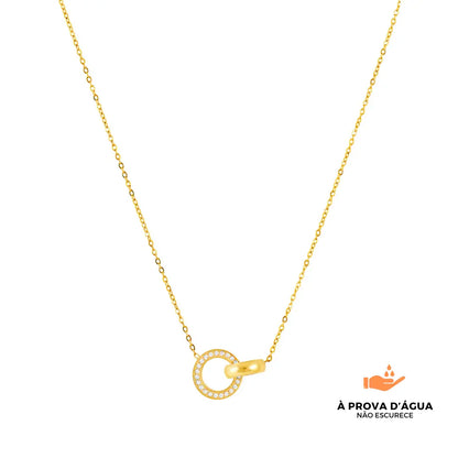 Colar Anéis Cruzados Banhado em Ouro 18k