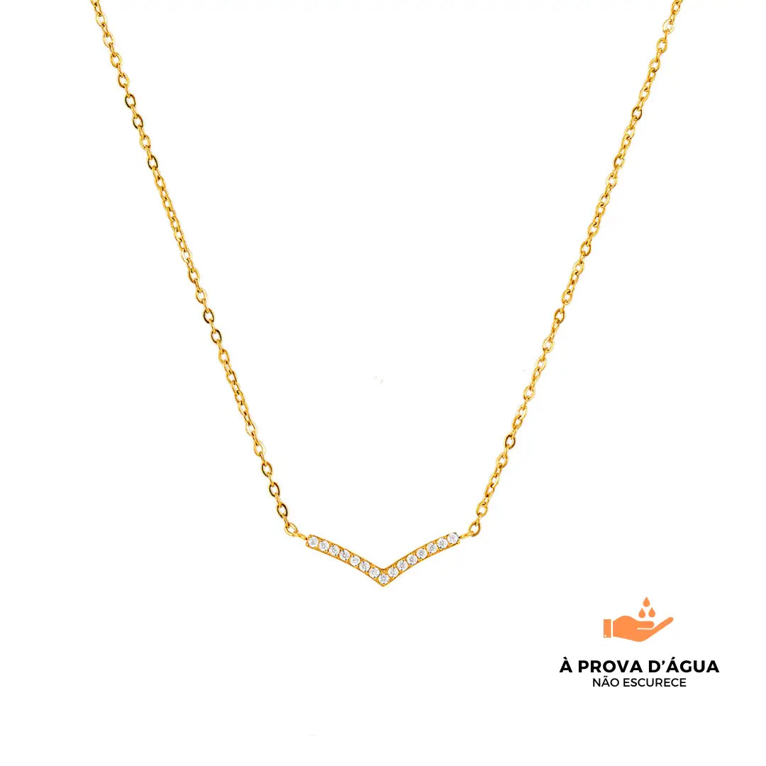 Colar Diadema Com Pedras Brilhantes Banhado em Ouro 18k