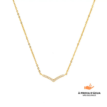 Colar Diadema Com Pedras Brilhantes Banhado em Ouro 18k