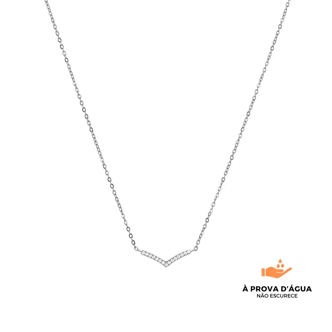 Colar Diadema Com Pedras Brilhantes Banhado em Prata