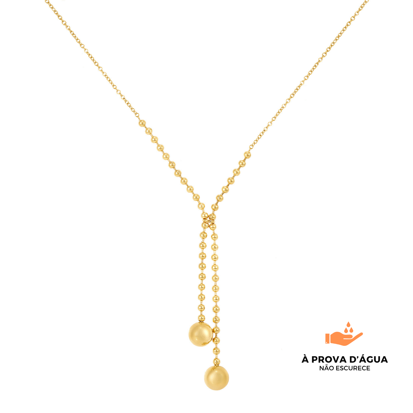 Colar Dois Pontos Banhado em Ouro 18k