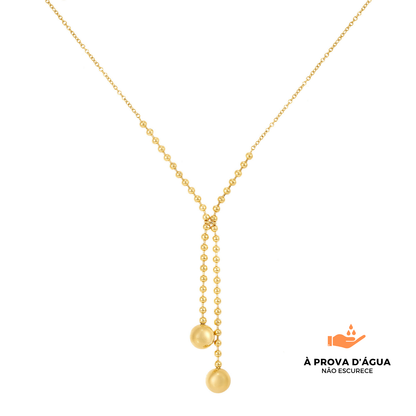 Colar Dois Pontos Banhado em Ouro 18k