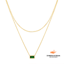 Colar Duplo Esmera Banhado em Ouro 18k