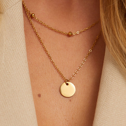 Colar Duplo com Círculo Slim Banhado em Ouro 18k