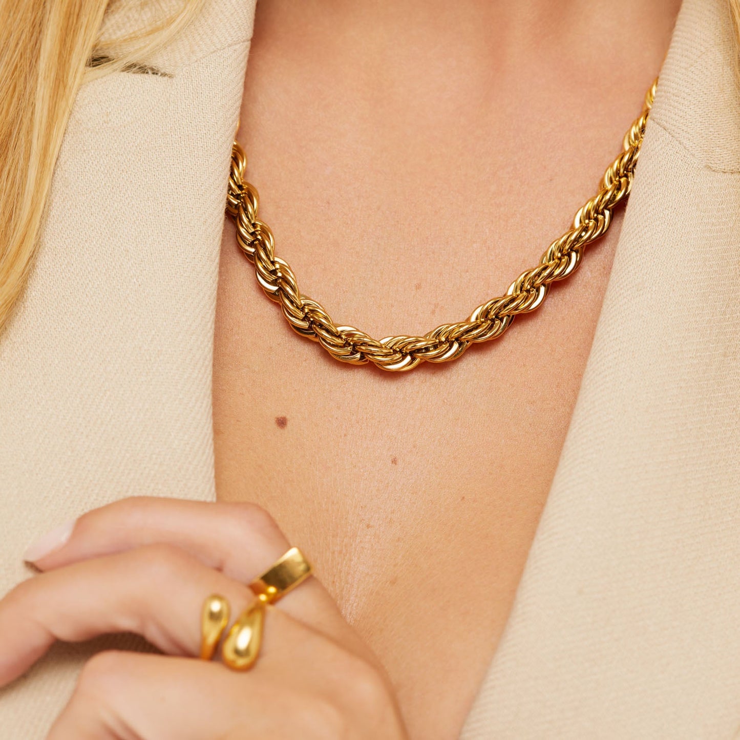 Colar Rede Baiana Tulum 8MM Banhado em Ouro 18k