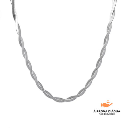 Colar Slim Entrelaçado Banhado em Prata