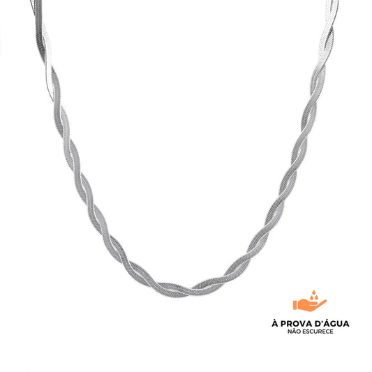 Colar Slim Entrelaçado Banhado em Prata