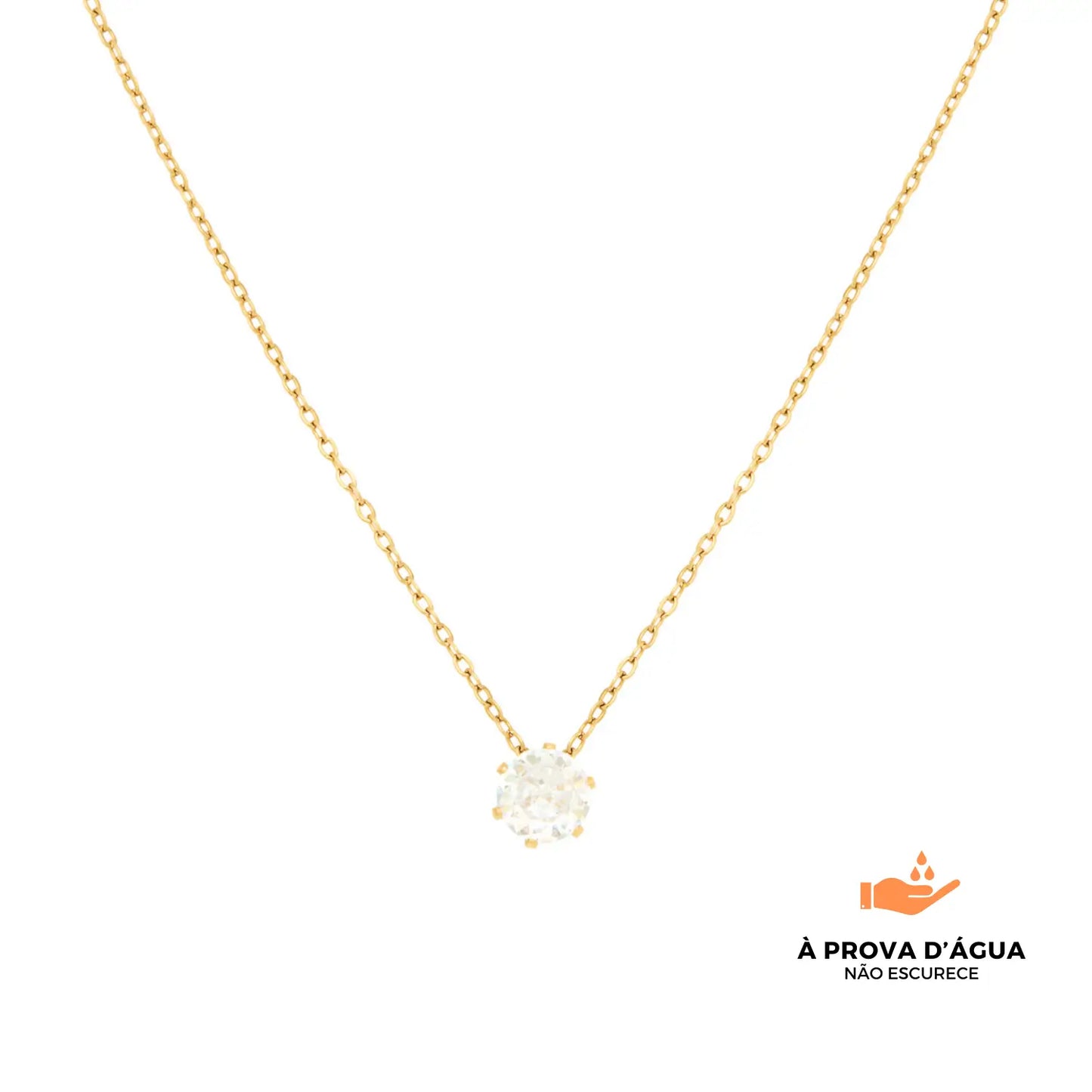 Colar Solitário Banhado em Ouro 18k