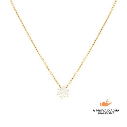 Colar Solitário Banhado em Ouro 18k