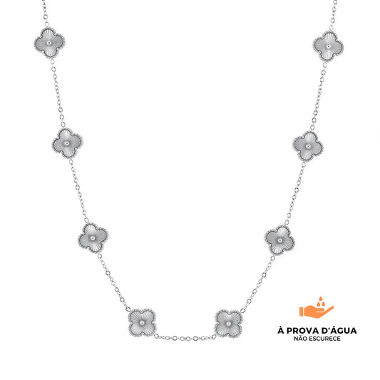 Colar Trevo Banhado em Prata