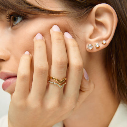 Brincos Solitário 4mm Banhados em Ouro 18k