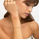Pulseira Cruz com Pedras Brilhantes Banhada em Ouro 18k