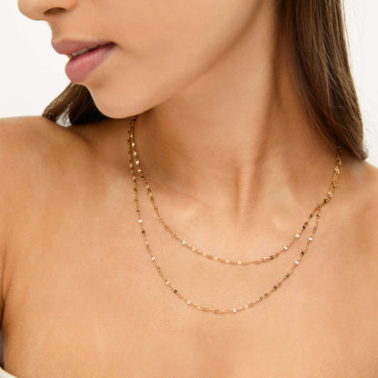 Colar Folhas Douradas Duplo Banhado em Ouro 18k