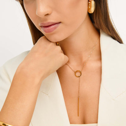 Colar Anel de Luz Banhado em Ouro 18k