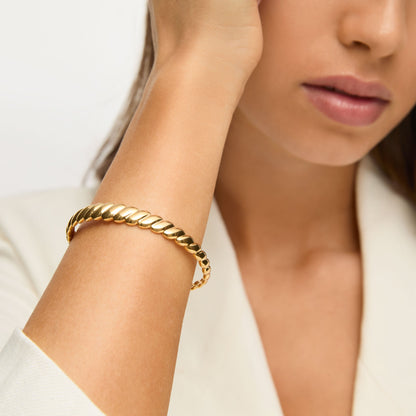 Bracelete Curvas do Mar Regulável Banhado em Ouro 18k