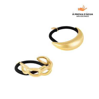 Mix de 2 Elásticos Banhados em Ouro 18k