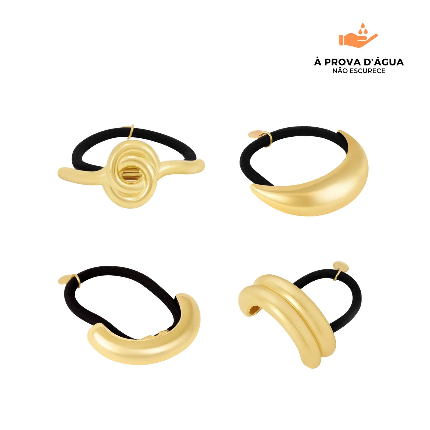 Mix de 4 Elásticos Banhados em Ouro 18k