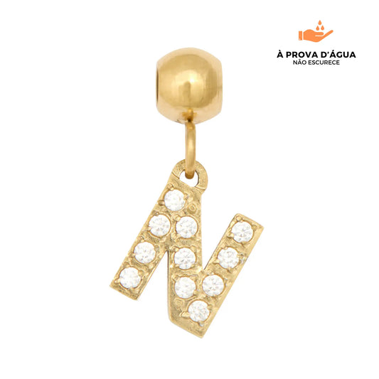 Pingente Inicial N Banhado em Ouro 18k