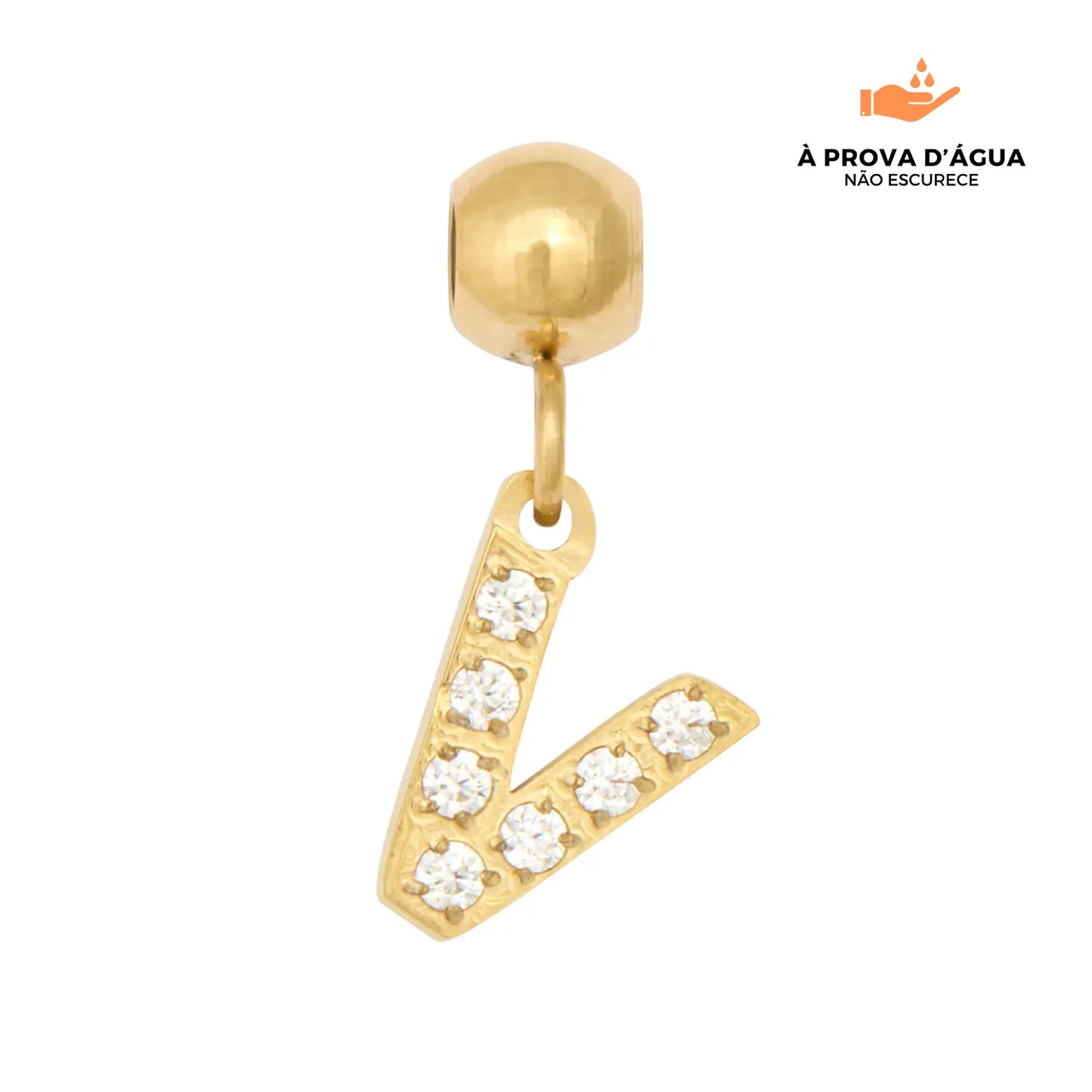 Pingente Inicial V Banhado em Ouro 18k