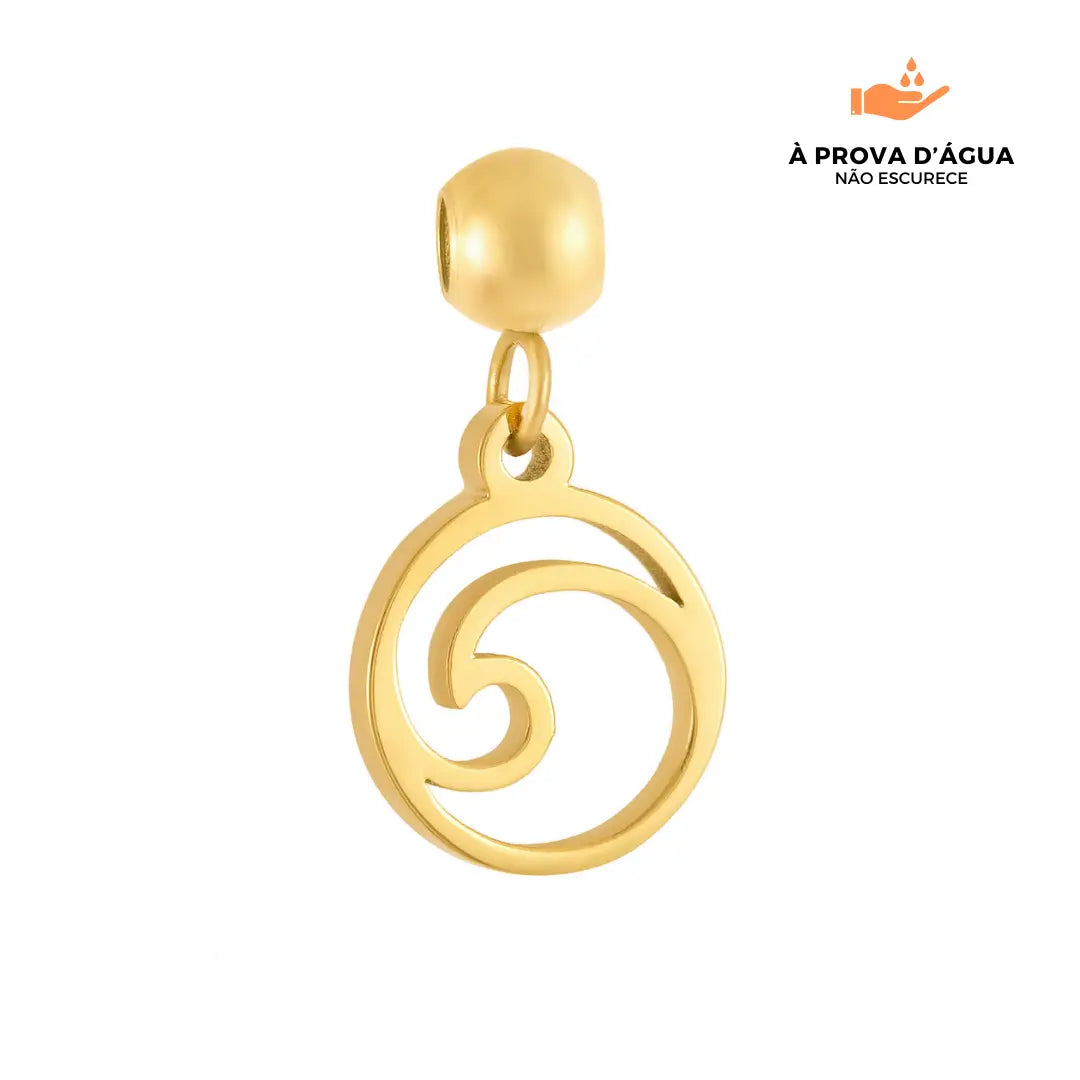 Pingente Ondas do Mar Banhado em Ouro 18k