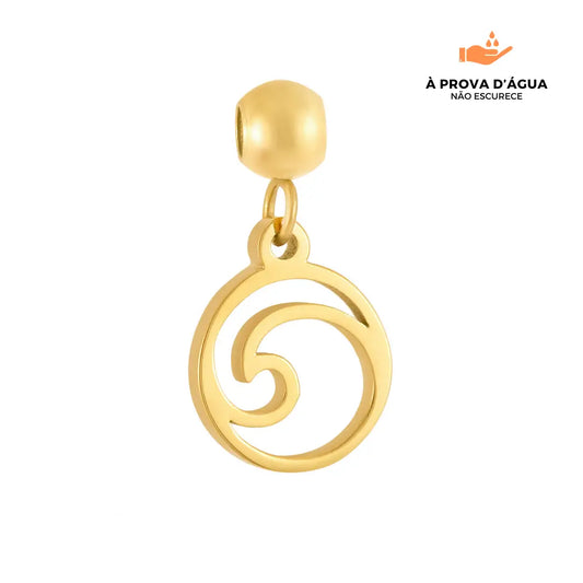 Pingente Ondas do Mar Banhado em Ouro 18k