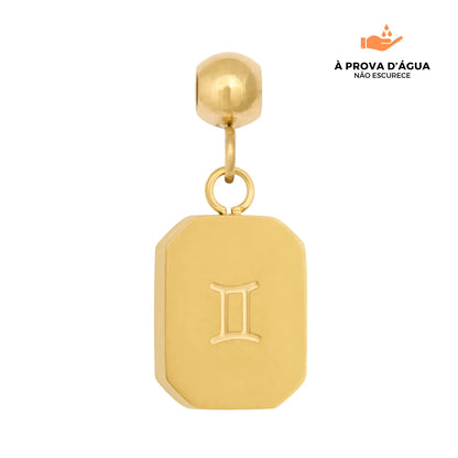 Pingente Signo Gêmeos Banhado em Ouro 18k