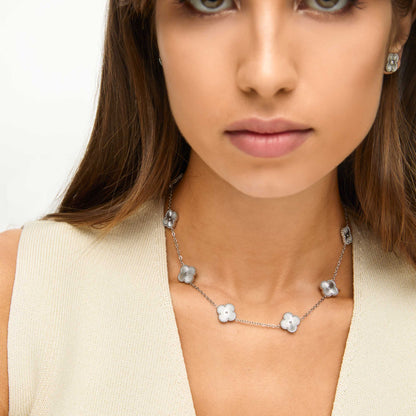 Colar Trevo Banhado em Prata