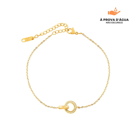 Pulseira Anéis Cruzados Banhada em Ouro 18k