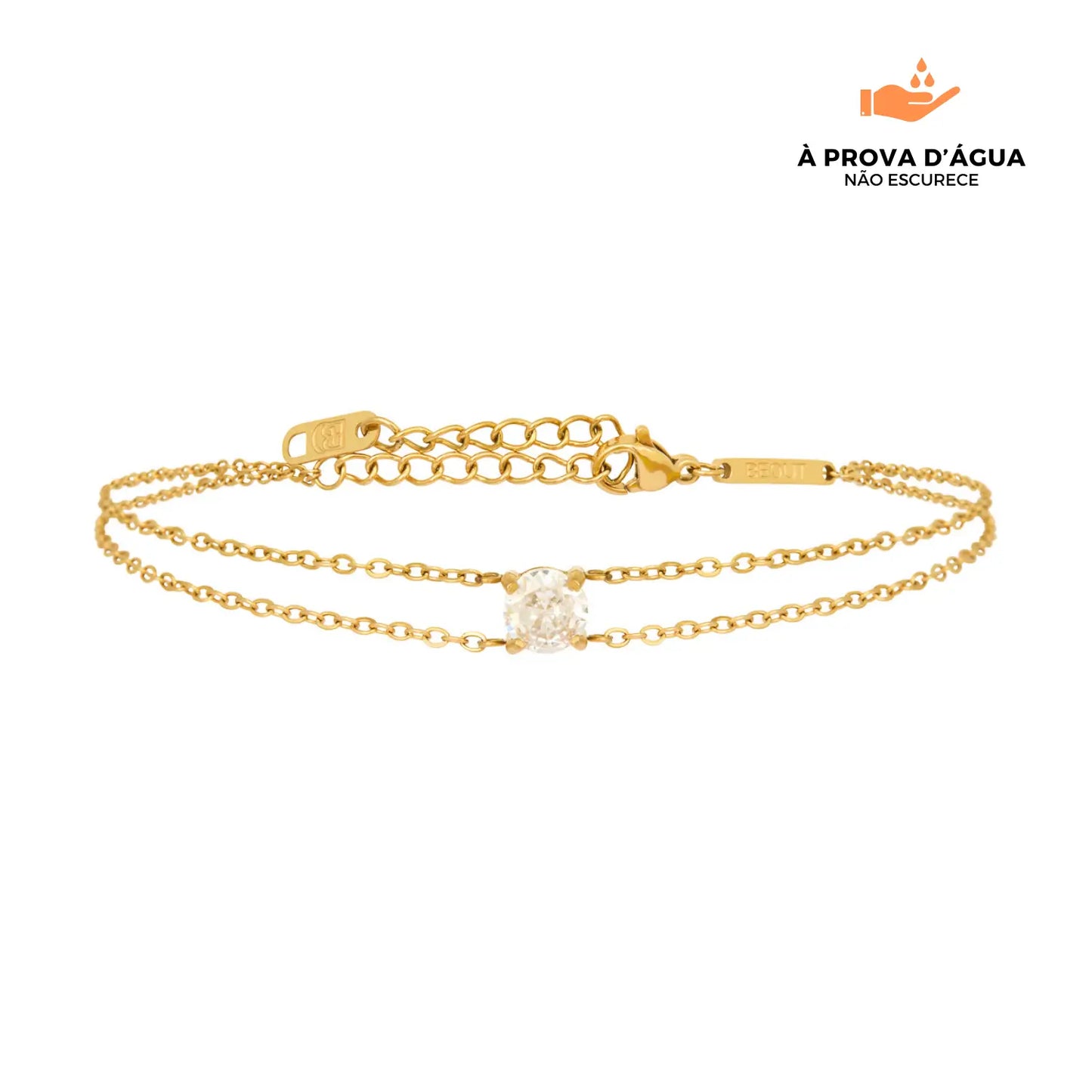 Pulseira Solitário Banhado em Ouro 18k