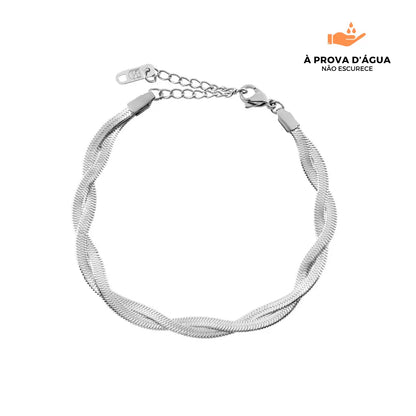 Pulseira Slim Entrelaçado Banhada em Prata