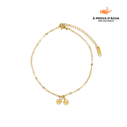 Tornozeleira Dois Pontos Banhado em Ouro 18k