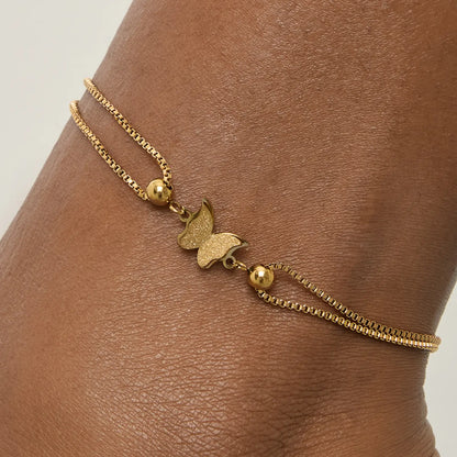 Tornozeleira Duo Borboleta Banhada em Ouro 18k