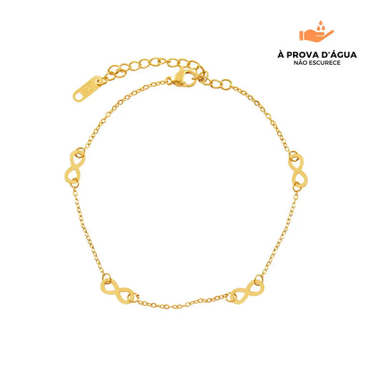 Tornozeleira Infinito Banhada em Ouro 18k