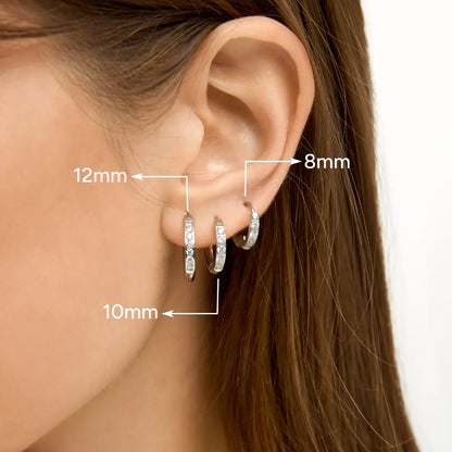 Trio de Brincos de Argola com Pedras Brilhantes Banhados em Prata