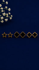 Brinco Trio Charme Black Banhada em ouro 18k